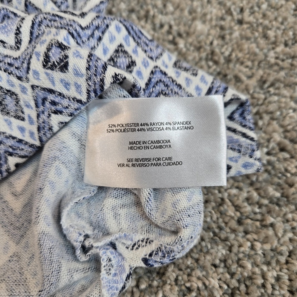 Orvis Shirt Womens Size Small Blue White Diamond Geo Print‎ Short Sleeve Stretch - Picture 8 of 9